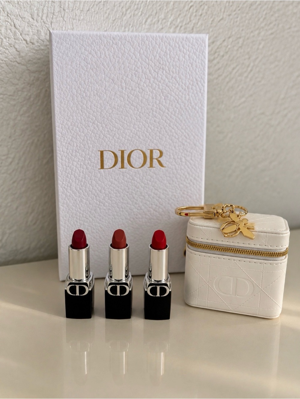Dior mini lipstick and keychain bagcharm